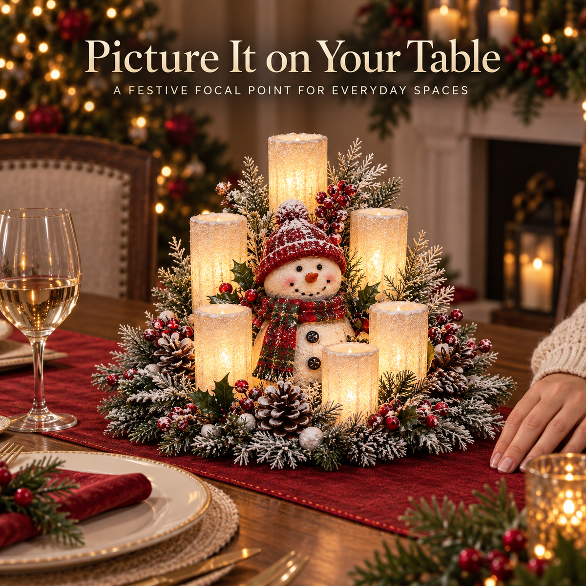 π₯ Limited Time 50% OFF ββ¨ Christmas Lighted Centerpiece with Flameless Candle Glow π―οΈπ