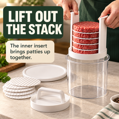🍔 Burger Patty Press & Storage Set | Prep, Stack & Chill
