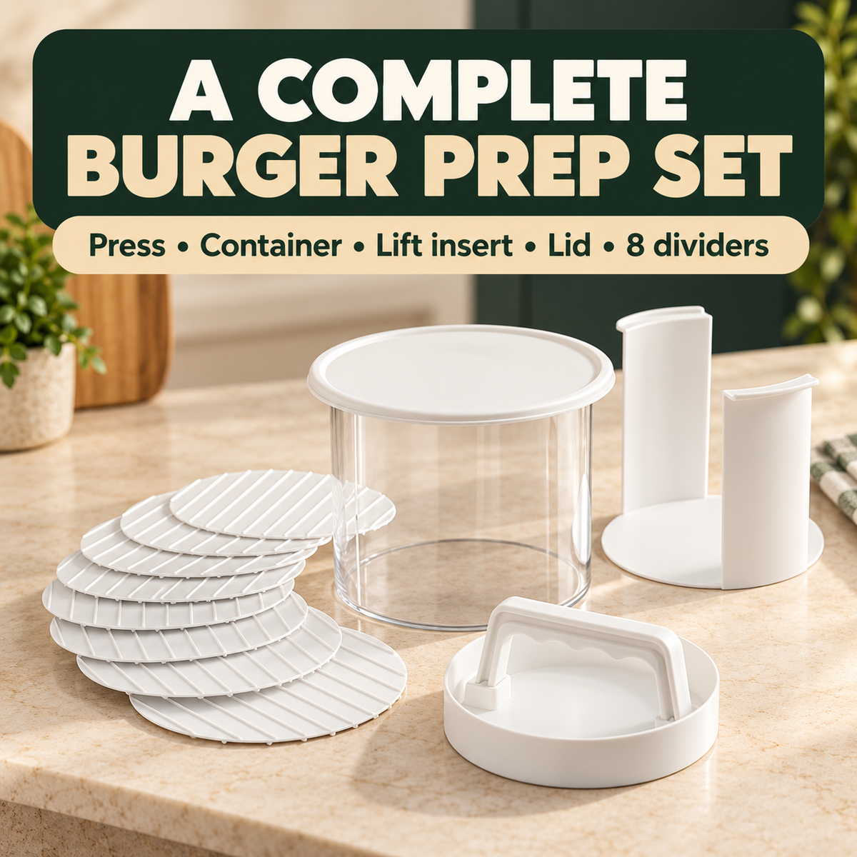 🍔 Burger Patty Press & Storage Set | Prep, Stack & Chill