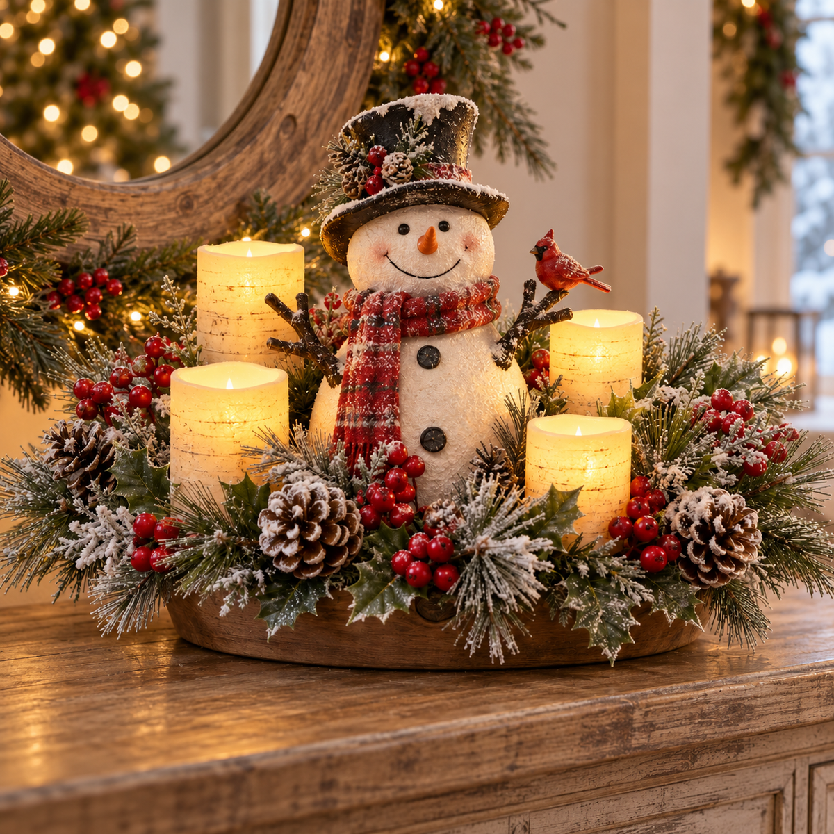🔥 Limited Time 50% OFF –✨ Christmas Lighted Centerpiece with Flameless Candle Glow 🕯️🎄