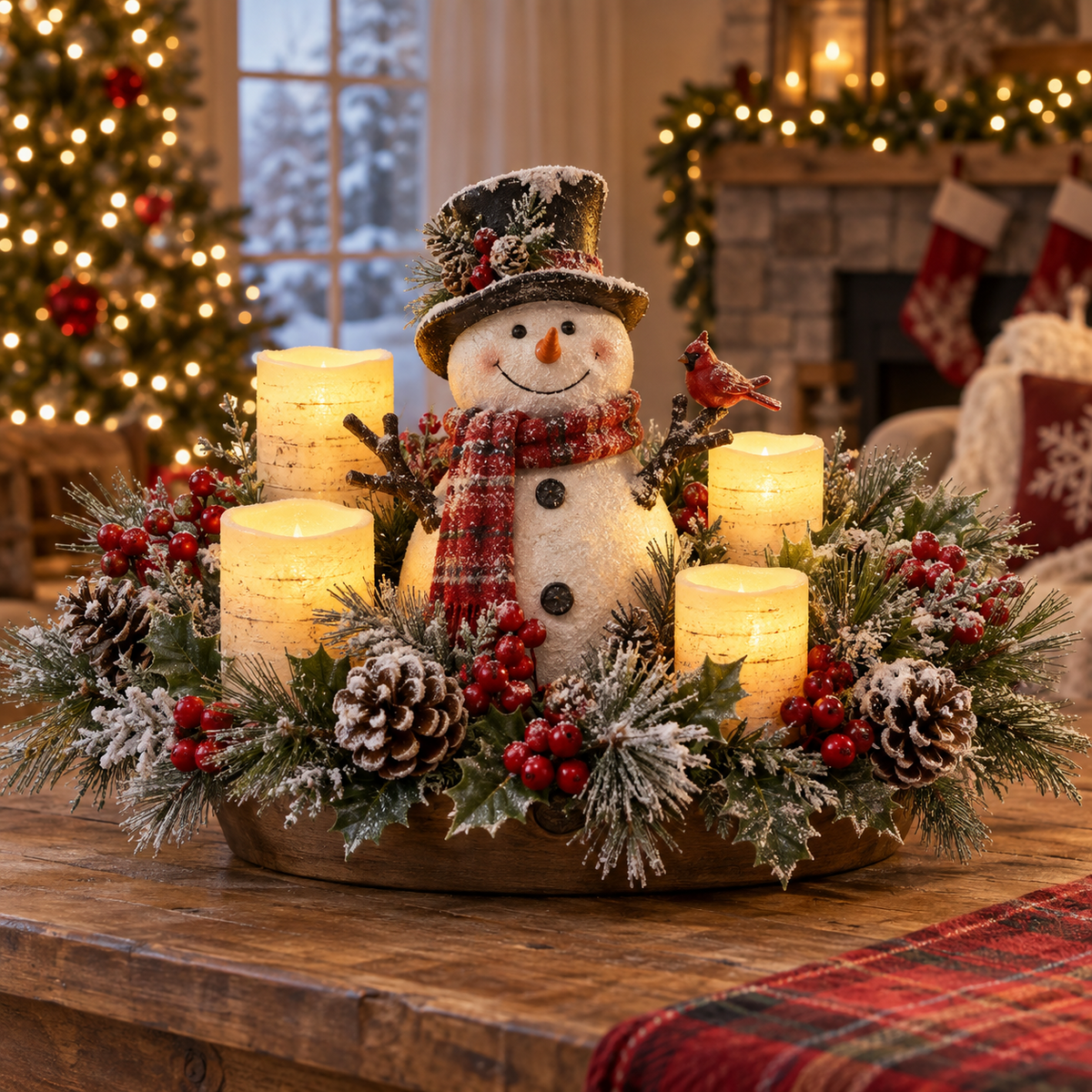 🔥 Limited Time 50% OFF –✨ Christmas Lighted Centerpiece with Flameless Candle Glow 🕯️🎄