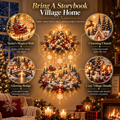🏡🎄 Illuminated Christmas Tree & Village Wall Hanging | Cascading Warm Lights for Living Rooms, Entryways & Staircases ✨