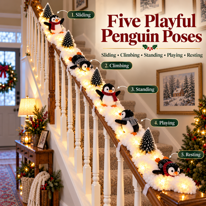 🔥Last Day 49% OFF✨—Playful Penguin Snowy Stair Railing Decor