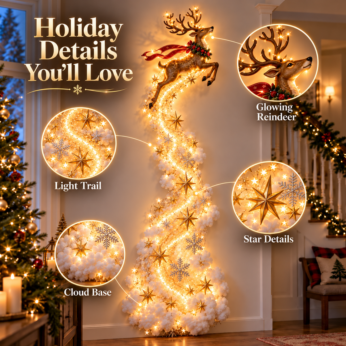Christmas Magic Trail Wall Light in an entryway