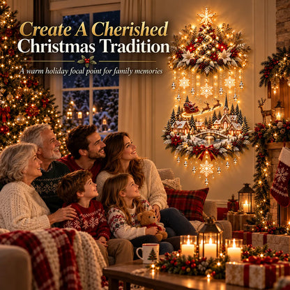 🏡🎄 Illuminated Christmas Tree & Village Wall Hanging | Cascading Warm Lights for Living Rooms, Entryways & Staircases ✨