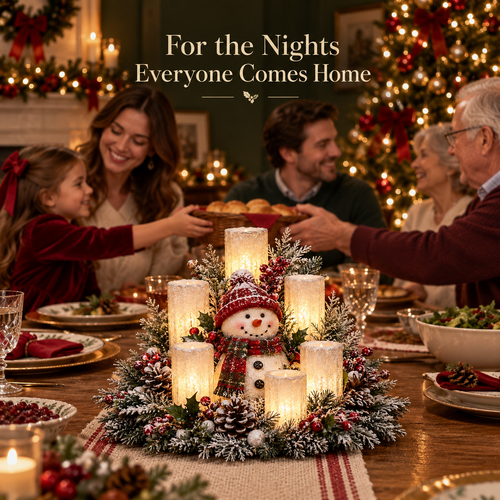 🔥 Limited Time 50% OFF –✨ Christmas Lighted Centerpiece with Flameless Candle Glow 🕯️🎄