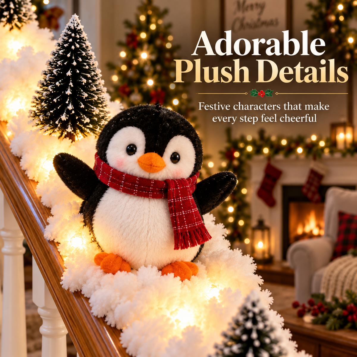 🔥Last Day 49% OFF✨—Playful Penguin Snowy Stair Railing Decor