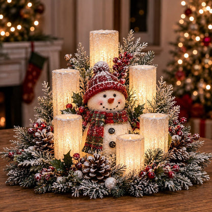 🔥 Limited Time 50% OFF –✨ Christmas Lighted Centerpiece with Flameless Candle Glow 🕯️🎄