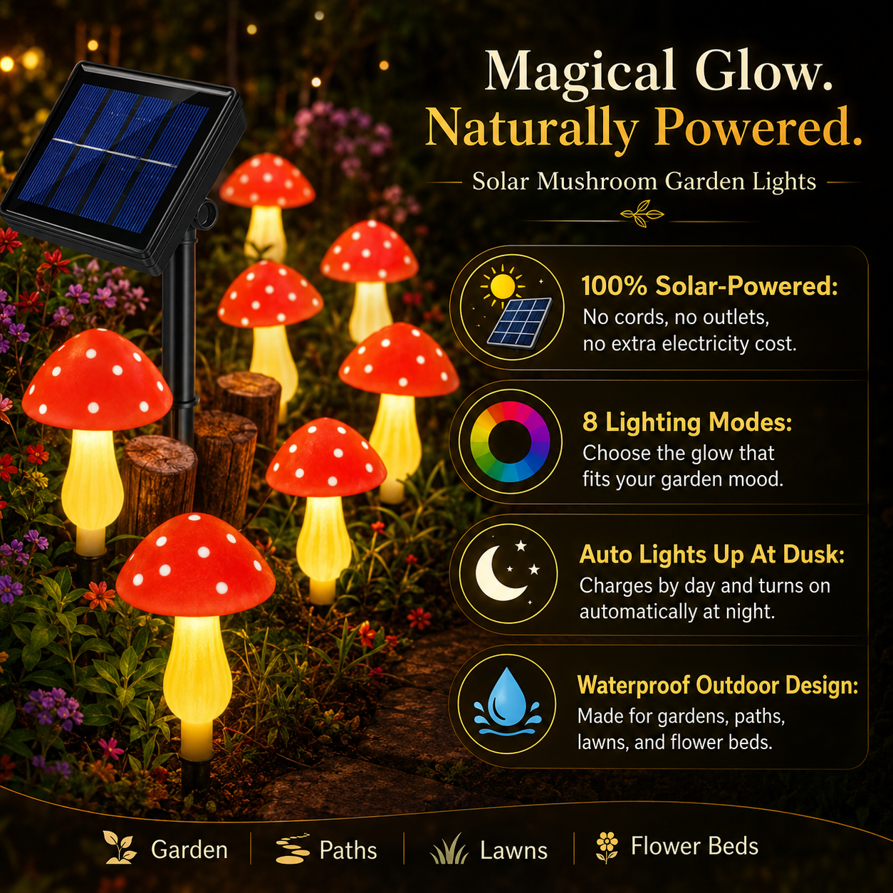 Solar Mushroom Garden Lights