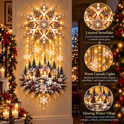 🏡🎄 Illuminated Christmas Tree & Village Wall Hanging | Cascading Warm Lights for Living Rooms, Entryways & Staircases ✨