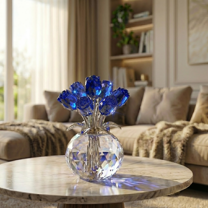 ✨🌹Crystal Colorful Rose Flower Collectible Figurine with Vase