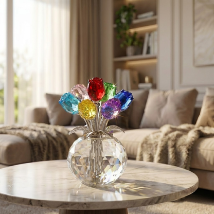 ✨🌹Crystal Colorful Rose Flower Collectible Figurine with Vase