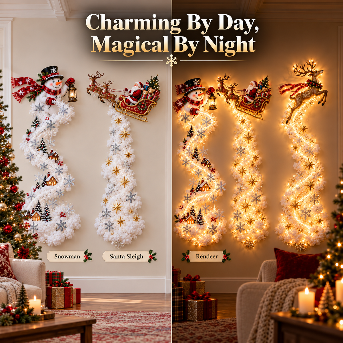 Christmas Magic Trail Wall Light festive details
