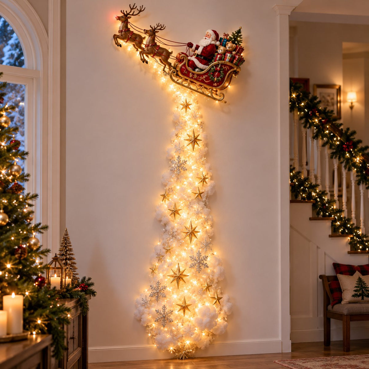 Christmas Magic Trail Wall Light in a cozy living room